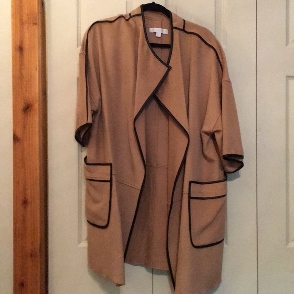 Camel color Jacket/Blazer with faux leather trim